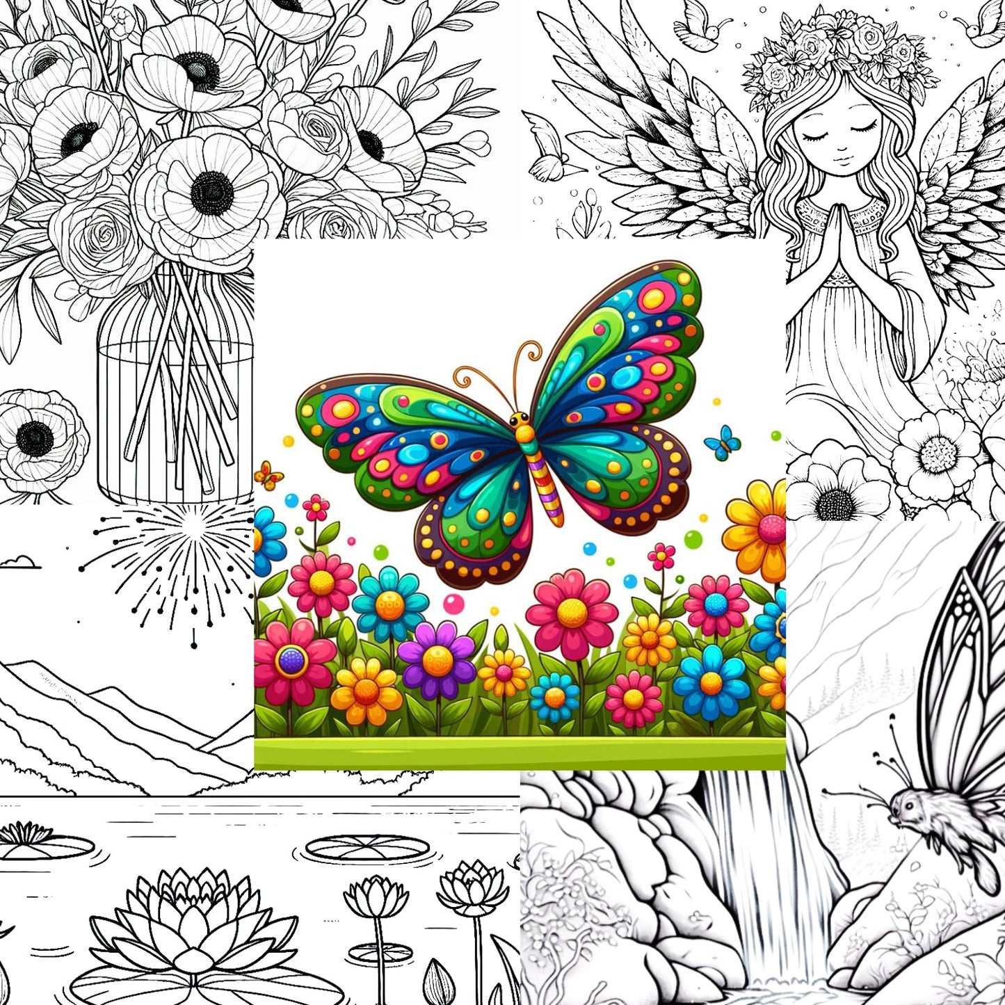 Flowers Coloring book- Mindsuplly