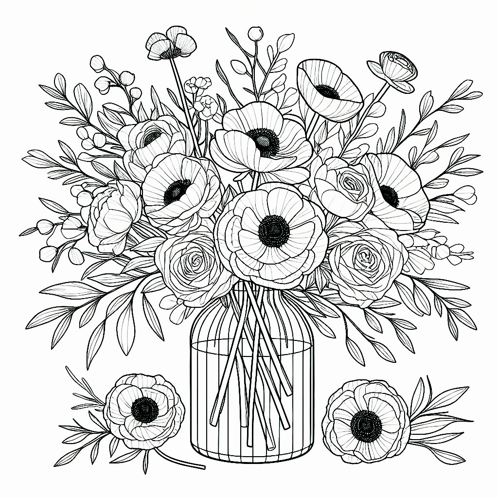 Flowers Coloring book- Mindsuplly