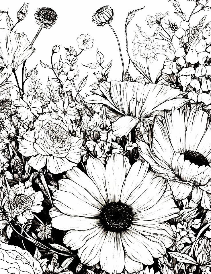 Flowers Coloring book- Mindsuplly