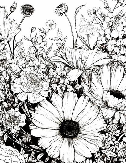 Flowers Coloring book- Mindsuplly